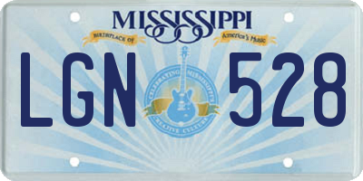 MS license plate LGN528