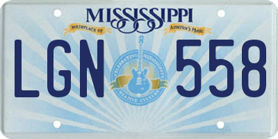 MS license plate LGN558