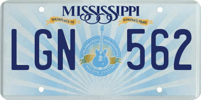 MS license plate LGN562