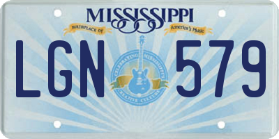 MS license plate LGN579