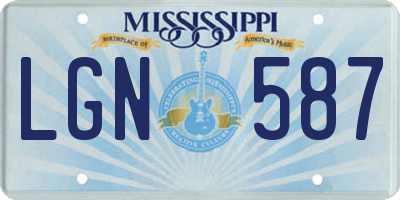 MS license plate LGN587