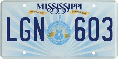 MS license plate LGN603