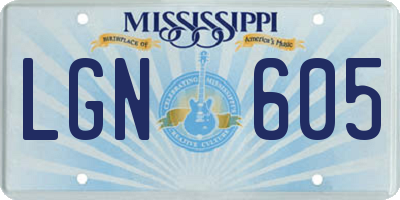 MS license plate LGN605