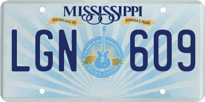 MS license plate LGN609