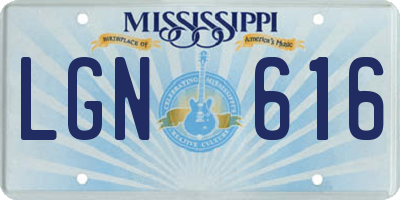 MS license plate LGN616