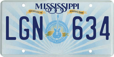 MS license plate LGN634