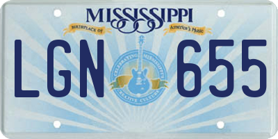 MS license plate LGN655