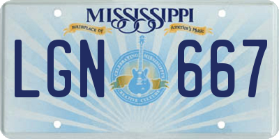 MS license plate LGN667