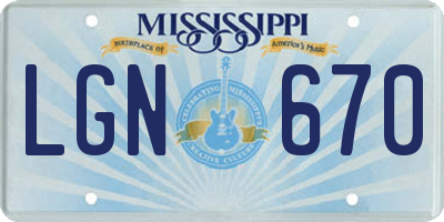 MS license plate LGN670
