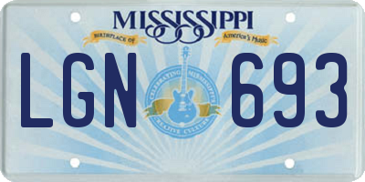 MS license plate LGN693
