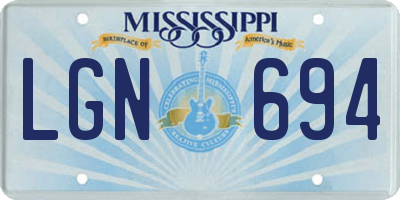 MS license plate LGN694