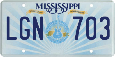 MS license plate LGN703