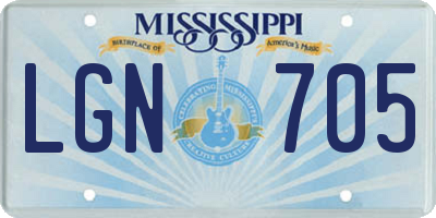 MS license plate LGN705