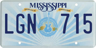 MS license plate LGN715