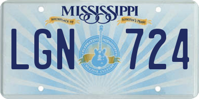 MS license plate LGN724