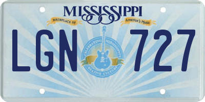 MS license plate LGN727