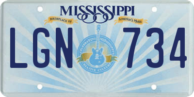 MS license plate LGN734