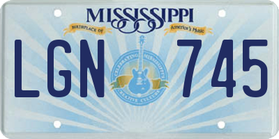 MS license plate LGN745