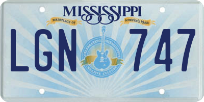 MS license plate LGN747