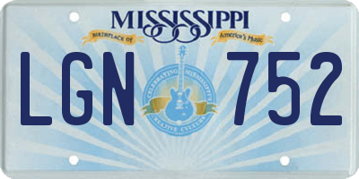 MS license plate LGN752