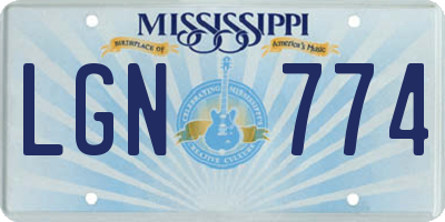 MS license plate LGN774