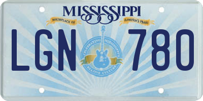 MS license plate LGN780