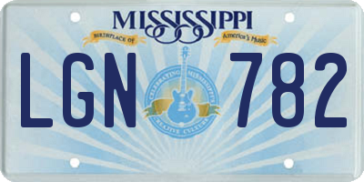 MS license plate LGN782