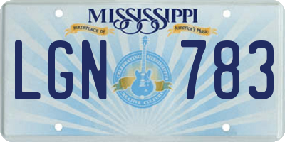MS license plate LGN783