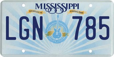 MS license plate LGN785