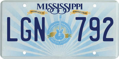 MS license plate LGN792
