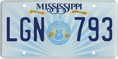 MS license plate LGN793