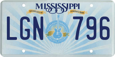 MS license plate LGN796