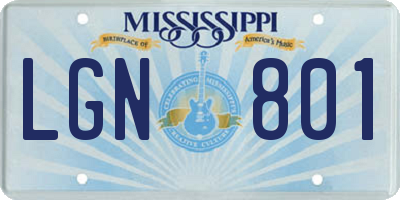MS license plate LGN801