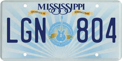 MS license plate LGN804