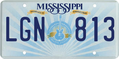 MS license plate LGN813