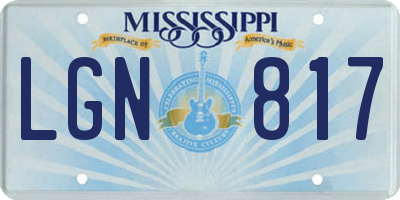 MS license plate LGN817