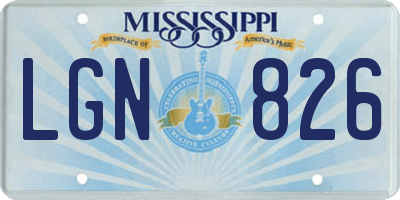 MS license plate LGN826