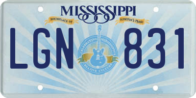 MS license plate LGN831