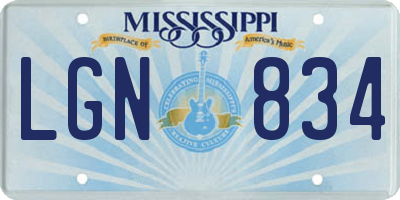 MS license plate LGN834
