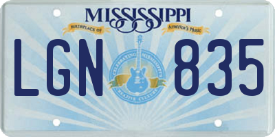 MS license plate LGN835