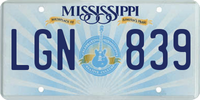 MS license plate LGN839