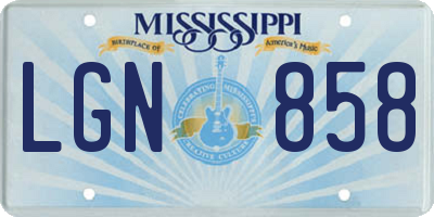 MS license plate LGN858