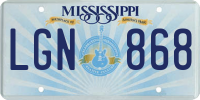 MS license plate LGN868