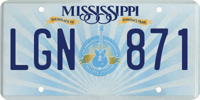 MS license plate LGN871