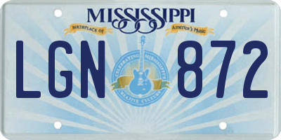 MS license plate LGN872