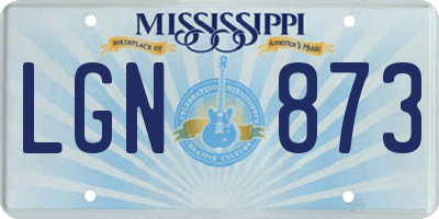 MS license plate LGN873