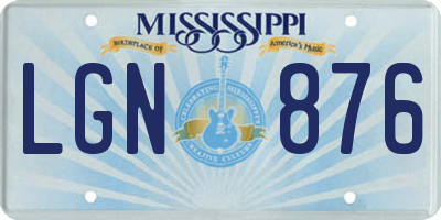MS license plate LGN876