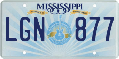 MS license plate LGN877