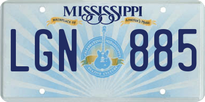 MS license plate LGN885