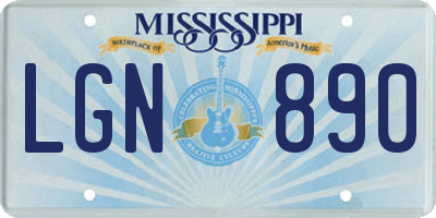 MS license plate LGN890